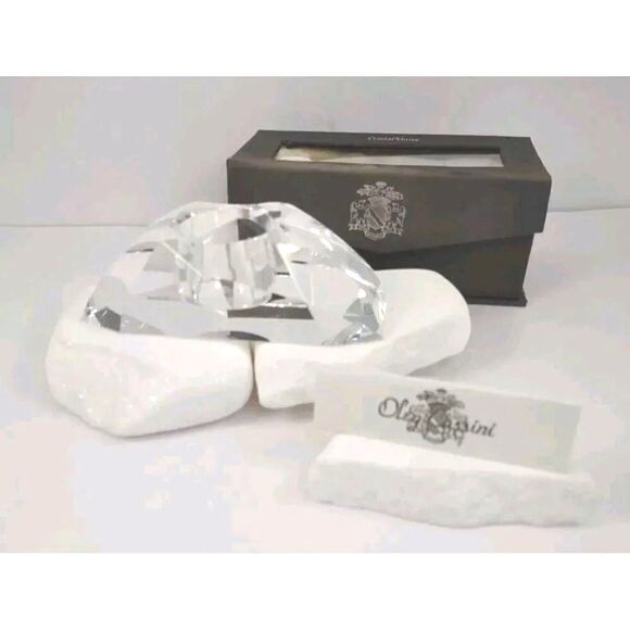 Oleg Cassini Crystal Tea Light Votive Signed Faceted Curve Candle Holder - Picture 10 of 16